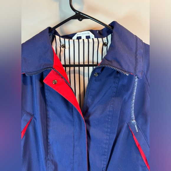 R.O.C Made In Taiwan Windbreaker Coat Rain Jacket Blue Pockets Size 8 Adjustable - Picture 2 of 16